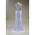 Q031 deep v neck beaded high quality bridal beach sexy backless wedding dress bridal